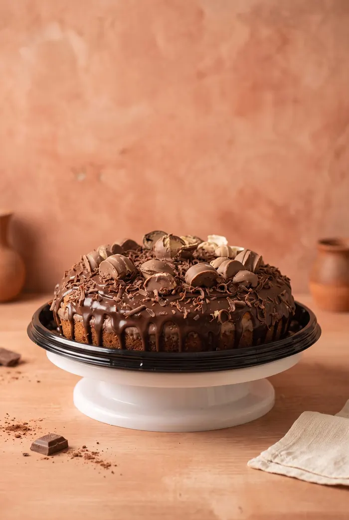 Torta bañada en chocolate con huevos de chocolate rellenos